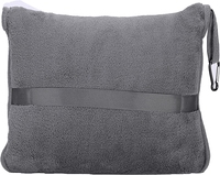 Couverture-oreiller 2-en-1 avec fermeture éclair, portable, en tricot, polaire flanelle 280 g/m², pour voyage et avion