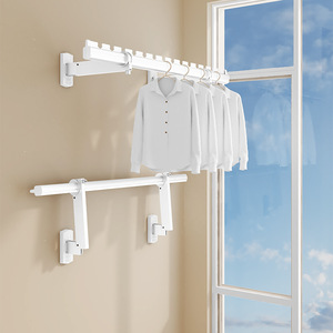 Wall Mounted <b>Clothes</b> Drying <b>Rack</b> Aluminum Alloy Single Bar Fixed Indoor Outdoor Hanging <b>Clothes</b> Organizer BZ350S - Product Image 2