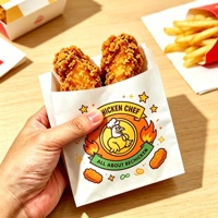 Sac d'emballage en papier kraft brun imprimé sur mesure pour poulet frit, anti-graisse, recyclable, à soufflet latéral, pour vente en gros et plats à emporter rapides