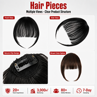 Extensions de cheveux synthétiques à clipser, franges marron foncé avec pattes d'ange, pour femmes, usage quotidien, vente en gros usine