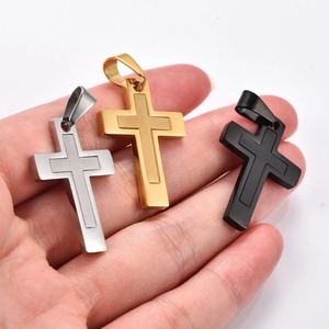 Collier pendentif croix en acier inoxydable tendance pour femmes et hommes, breloques religieuses de Christ, chaîne de prière chrétienne, bijoux en métal - Product Image 4