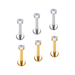 Orecchini a perno in titanio F136 all'ingrosso, con zirconi da 2-4mm, labret a filettatura interna 16G, per <span class=keywords><strong>piercing</strong></span> labbra, orecchio, <span class=keywords><strong>trago</strong></span> e corpo - Product Image 4