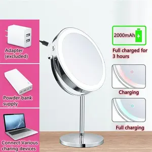 Black Rechargeable 8 Inch Magnifying Makeup Mirror
