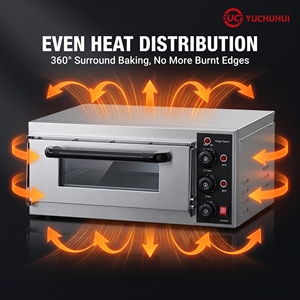 Forno Elettrico per <span class=keywords><strong>Pizza</strong></span> a Singolo Ripiano in Acciaio Inox 304 ad Alta Efficienza |   Lastra di Pietra |   400°C |   Ristorante Commerciale di <span class=keywords><strong>Pizza</strong></span> - Product Image 3