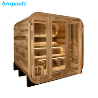 Cèdre extérieur Cube bois humide cabine à vapeur maison 6kw porche fonction au feu de bois salle de sauna solide traditionnel canadien rouge