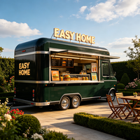 Mini chariot à café mobile avec fenêtre de service, emplacement pour expresso, éclairage LED, roues verrouillables pour centre commercial