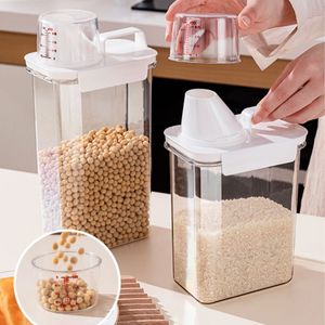 Grain <b>Storage</b> Container 1100ml 1800ml 2300ml Rectangle Clip-on Lid For Rice Beans <b>Kitchen</b> Food <b>Storage</b> - Product Image 1