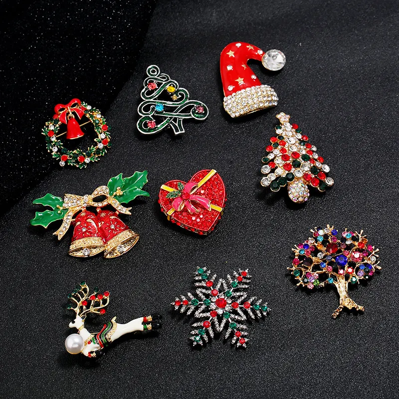 Venta al por mayor ciervo Yeti de Navidad bellamente con perlas de diamantes broche de pin de solapa de metal