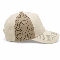 Casquette de baseball à 5 panneaux avec logo personnalisé, imprimé topographique, panneaux contrastés, fermeture snapback réglable pour hommes et femmes