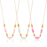 Collier Pendentif Poisson en Acrylique Goutte d'Eau, Acier Inoxydable 316L PVD, Étanche, Bijou Tendance