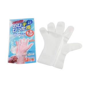 Gants jetables en PEHD transparents blancs et bleus pour le service alimentaire, personnalisables OEM, à manchette longue, sans poudre - Product Image 5
