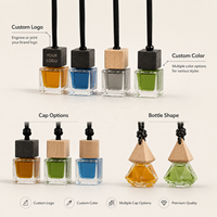 Diffuseur de parfum pour voiture suspendu personnalisé de 8 ml, flacon vide en verre pour désodorisant avec bouchon en bois et cordon