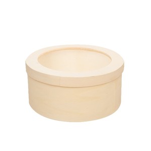 Caja Redonda de Madera con Tapa Transparente Hecha a Mano para Empaque de Regalos y Almacenamiento de Pasteles - Product Image 2