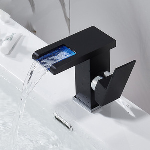 Deck Mount Basin Faucet Single Handle Ceramic Valve Core LED <b>Lighting</b> 2gpm Flow Rate For Bathroom Sink <b>Vanity</b> - Product Image 1