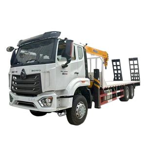 Camion grue à plateau bas SINOTRUK HOWO 6x4 avec grue télescopique de 15 tonnes, moteur Weichai, blanc - Product Image 1