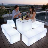 Meubles ronds à LED modernes pour discothèque, bar à cocktails brillant, table basse en plastique, comptoir de cuisine, tables de bar hautes, tabourets à LED
