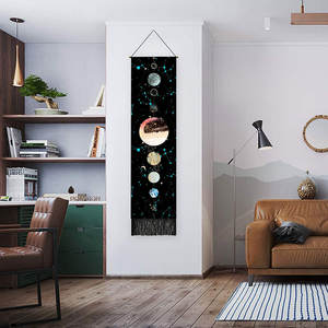 Bohemia Quaste Phase Tapisserie Blue Moon Wandbehang Dekor Psyche delische schwarze Milchstraße Kunst Tapisserie für Home Schlafzimmer Wohnzimmer - Product Image 2