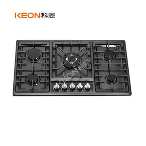 Keon Factory suministra directamente 5 quemadores electrodomésticos <span class=keywords><strong>cocina</strong></span> empotrada estufa de <span class=keywords><strong>gas</strong></span> de vidrio templado negro - Product Image 1