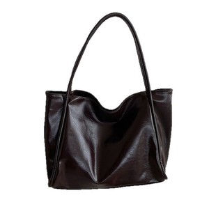 กระเป๋าโท้ทผู้หญิง สีน้ำตาล กระเป๋าสะพายไหล่ความจุขนาดใหญ่ สไตล์มินิมอล ใช้ได้ทุกวัน - Product Image 5