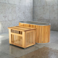 Spa portable moderne d'extérieur avec bain froid et refroidisseur pour machine à bain de glace, usage hôtelier, compartiment en bois de sequoia