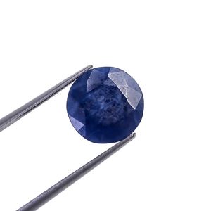 Saphir bleu naturel 10x10x4 mm, taille brillant rond, traité thermiquement, sans sertissage, pour la fabrication de bijoux - Product Image 1