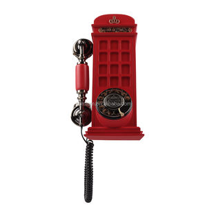 प्राचीन टेलीफोन फोटो बूथ विंटेज शादी रिकॉर्डर ऑडियो गुस्टबुक लाल गुलाबी टेलीफोन बूथ सजावट - Product Image 4