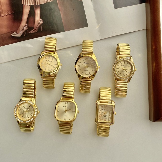 Classic Retro Acrylic Case Band Eco-Friendly Digital 30mm Dial Women Vintage Style Gold Spring Strap Unisex Quartz Watch