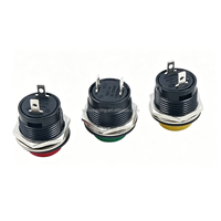 Interrupteur à bouton-poussoir momentané à réinitialisation automatique R13-507 16MM avec LED rouge/verte/bleue, montage sur panneau, couleurs rouge, noir, blanc, jaune, vert, bleu