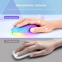 Ratón inalámbrico de 2,4G, ratón inalámbrico con luz LED, ratón inalámbrico portátil silencioso recargable para PC, ordenador portátil