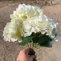 T-BF007 Décoration Florale de Mariage en Soie, Hortensia Blanc et Rouge, Vente en Gros, Haute Qualité, Hortensia Artificiel à 5 Têtes, Fleur Artificielle en Gros