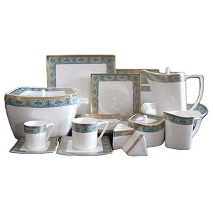 Vaisselle de luxe en porcelaine fine, 125 pièces, 66 pièces, en céramique, avec motif doré en relief - Product Image 1