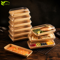 Contenedor de Alimentos de Papel Kraft con Tapa de 580 ml, Caja Desechable para Sushi, Caja para Ensaladas, Contenedor para Llevar para Restaurantes, Impresión Personalizada