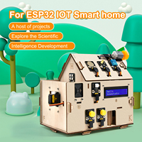 Kit de Démarrage Maison Intelligente DIY Keyestudio ESP32 pour Projets d'Automatisation, Maison en Bois Robot Électronique