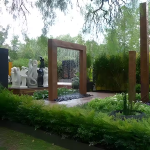 Fuente de Agua Personalizada de Acero Corten con Acabado Oxidado Naranja, Cascada de Jardín Moderna y Lujosa - Product Image 2