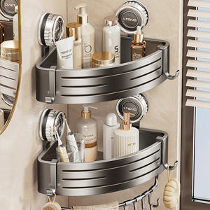 Estante de Almacenamiento para Baño Blue Vine Corner, con Montaje por Succión, Doble Capa, Duradero, Triangular - Product Image 3