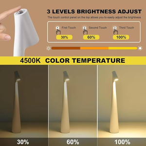 Lampe de table LED sans fil rechargeable, anti-éblouissement, à intensité tactile, portable, pour chevet et bureau, Type-C, lumière blanc chaud pour - Product Image 2