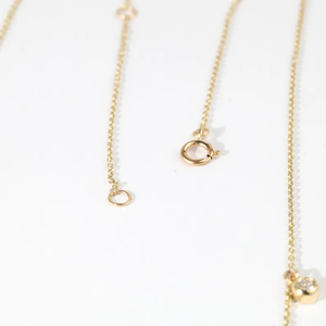 Collier de mariage en diamant rond naturel et cultivé en laboratoire, collier en or massif 14 carats, collier délicat avec pendentif diamant, collier élégant - Product Image 4