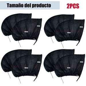 Set di parasole per finestrino auto in 2 pezzi, tendine per parabrezza anteriore e posteriore, per cinturini in Velcro, materiale in rete per protezione solare - Product Image 4