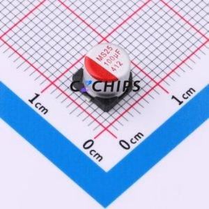 Condensateur électrolytique hybride solide-liquide en aluminium GMS1E107M0605PZ SMD, D6.3xL5.8mm - Product Image 1