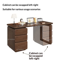 Bureau en Bois Massif avec Étagère Intégrée, Tiroir et Goulotte pour Câbles – Idéal pour Chambre, Bureau, Écriture et Utilisation Informatique