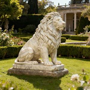 Customized Modern Hand-carved Outdoor Garden Sculpture Natural <strong>Marble</strong> Lion Sculpture With Custom Colors For Park Use - Product Image 2