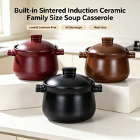 Pot en céramique avec couvercle en céramique, compatible induction, grande capacité, antiadhésif, passe au lave-vaisselle, design minimaliste pour soupes maison