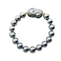 Terahertz Pixiu Bracelet Argent Noir Renard Animal Bracelet Argent Couleur Terahertz Gros Bracelets pour Dames Femmes Hommes Cadeau