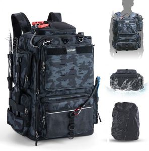 Sac à dos de pêche tactique résistant à l'eau, échantillon gratuit, avec boîte à pêche souple, porte-canne et protection anti-pluie - Product Image 3