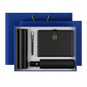 Promotional Luxury Business Gift Sets Stainless Steel Umbrella Letterpress Printed Vacuum <b>Cup</b> Notebook Pen Set - Product Image 1
