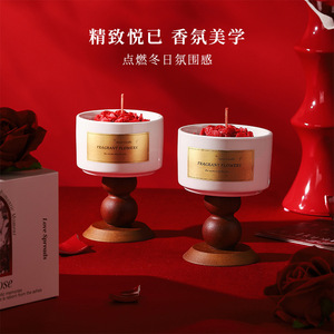 Camellia Scented <b>Candle</b> Gift <b>Set</b> Ceramic White Wedding Fragrance - Product Image 5