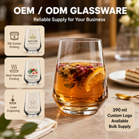 Gobelet en verre sans plomb transparent à six faces de 390ml pour eau café vin bière lait pour fêtes bars usage domestique