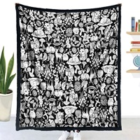 Couverture à colorier DIY style américain faite à la main pour l'hiver, motif animaux mignons, anti-stress avec marqueurs