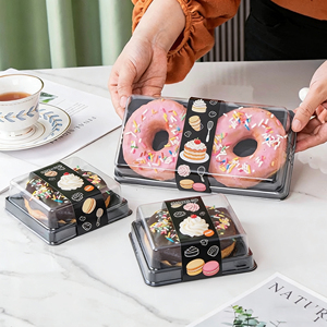 Boîtes en plastique pliables pour gâteaux, biscuits, pain, pâtisseries, macarons, beignets, avec impression écologique de logo personnalisé - Product Image 3