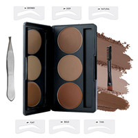 Palette 3 en 1 de poudre naturelle pour les sourcils sans cruauté aux animaux, kit de maquillage imperméable à l'eau, crème végan pour les sourcils et couleurs mélangées